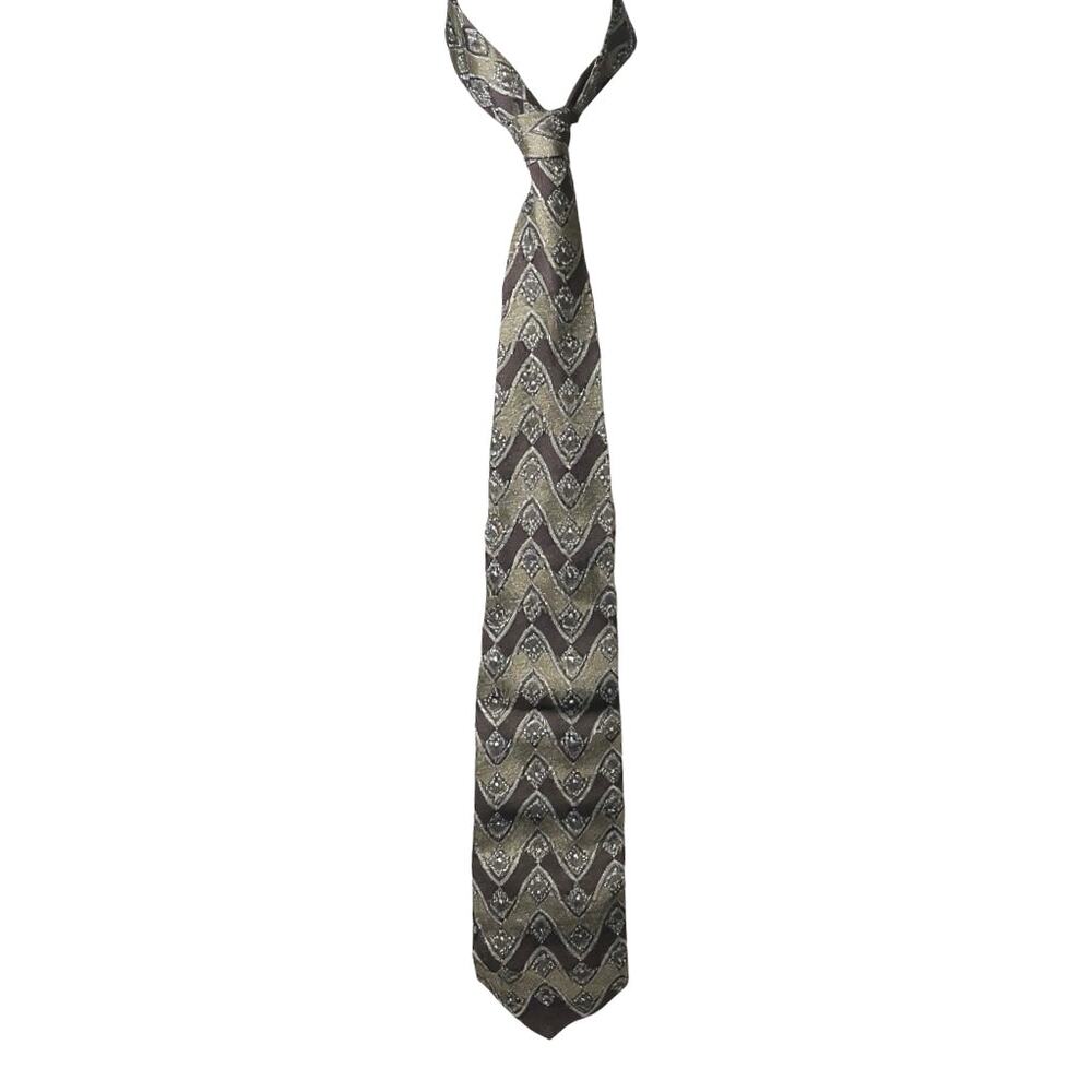 Salvatore Gregorio Men's Brown 100% Silk Striped Printed Italian Neck Tie OS